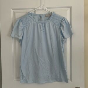 Loft pale blue short sleeve blouse
